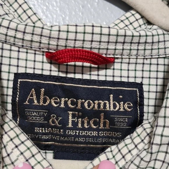 ABERCROMBIE FITCH Mens Button Down Shirt Extra Large Cream Preppy Y2K - Picture 13 of 13